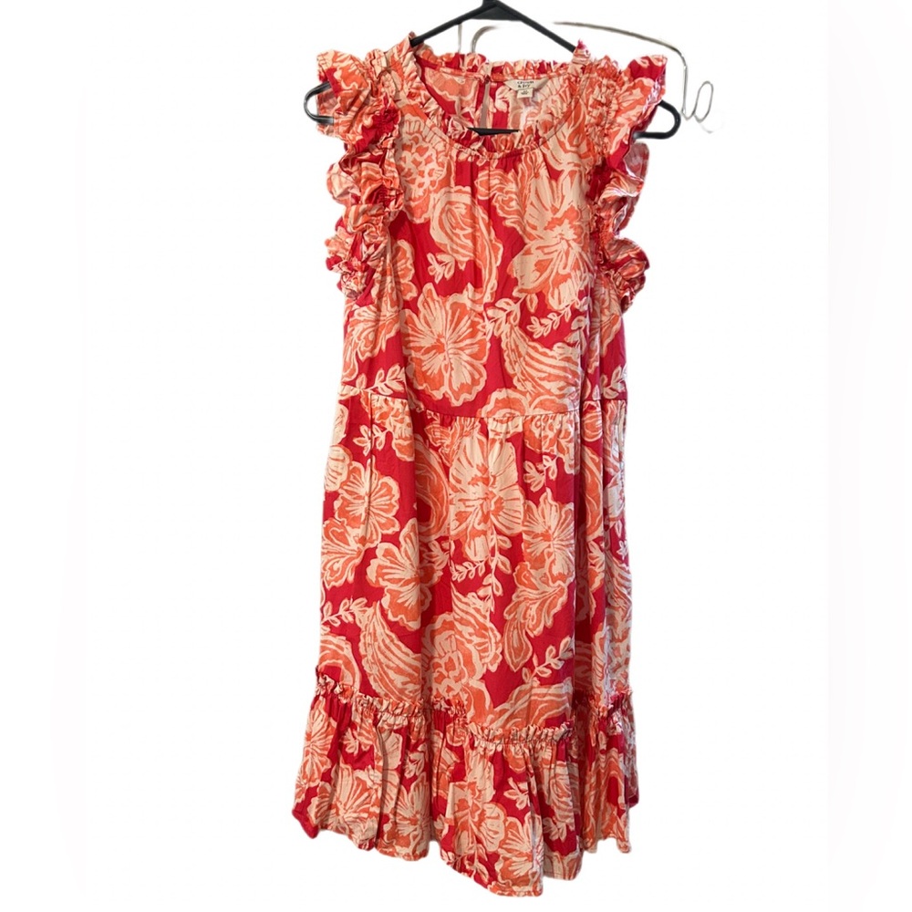 Crown and Ivy Floral Ruffle Dress in Red and Cream size medium
